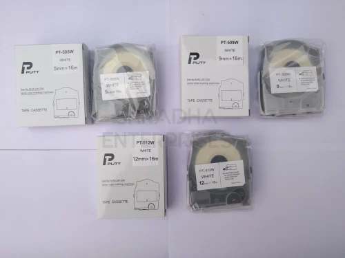 Brand: PUTY Color: White LABEL TAPE PT505W/PT509W/512W