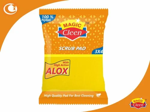 Green Nylon Pads with Sponge 3x4 Scrubber - Magic Cleen for Utensils Cleaning