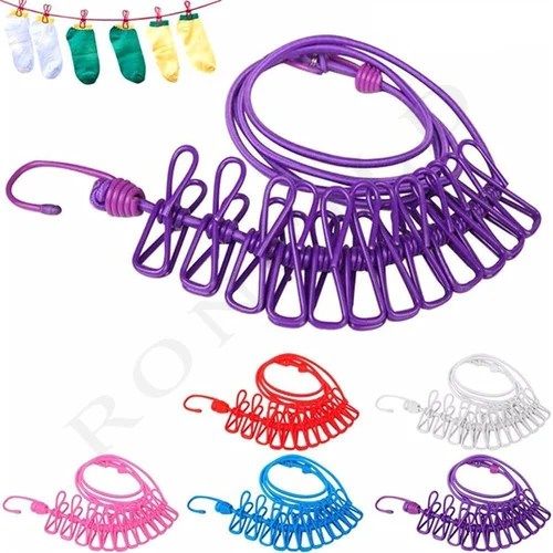Multicolor Cloth Rope with Clip Portable Multi Functional Drying Rope