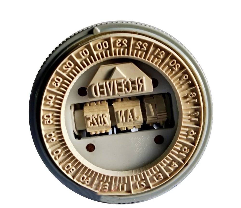 Rubber Round Time Dater Hand Stamp, For Bank, Size: 50 mm (diameter)