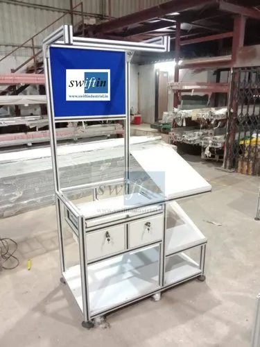 Silver Aluminium Profile Assembly Table