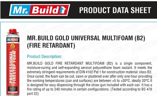UK make Fire Rated Foam